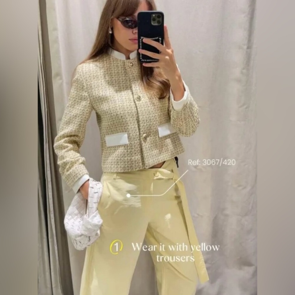 Zara Blogger’s Fav Butter Yellow Belted Barrel Leg Trouser Pant